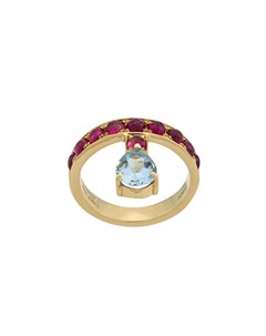 Золотое кольцо Theodora с аквамарином и рубеллитом Dubini