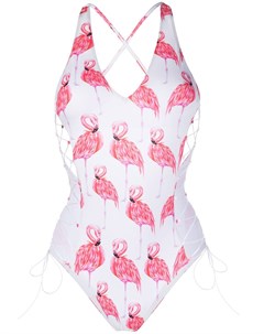 Купальник Flamingo с принтом и шнуровкой Noire swimwear