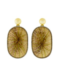 Золотые серьги Marquetry Water Lily с бриллиантами Silvia furmanovich