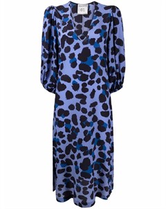 Платье с леопардовым принтом и V образным вырезом Semicouture