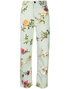 Укороченные джинсы с цветочным принтом Semicouture