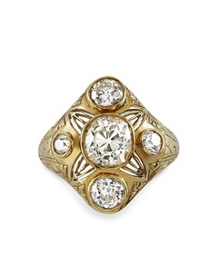 Кольцо Victorian из желтого золота с бриллиантами Pragnell vintage