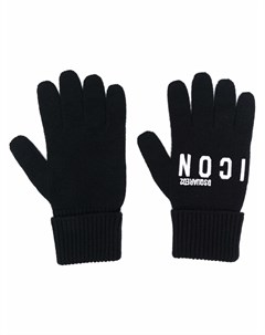 Трикотажные перчатки с вышитым логотипом Dsquared2