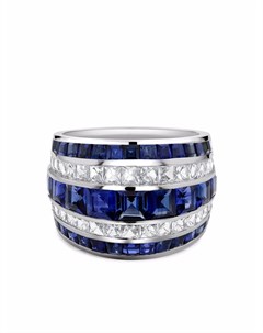 Платиновое кольцо Manhattan с бриллиантом и сапфиром Pragnell