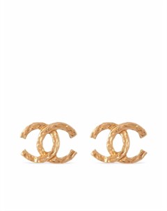 Позолоченные серьги клипсы 1980 х годов с логотипом CC Chanel pre-owned