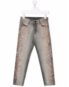 Узкие джинсы с эффектом разбрызганной краски Diesel kids