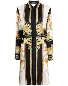 Платье рубашка с принтом Barocco и поясом Versace