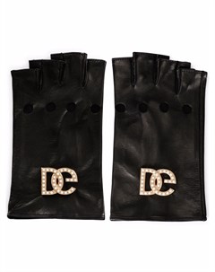 Кожаные перчатки митенки с логотипом DG Dolce&gabbana
