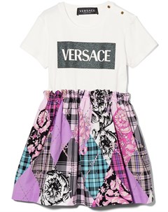 Платье в технике пэчворк с логотипом Versace kids