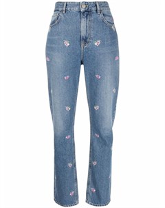 Прямые джинсы с цветочной вышивкой Pinko
