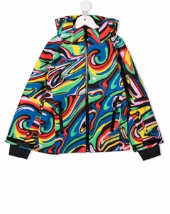 Куртка на молнии с капюшоном и абстрактным узором Stella mccartney kids