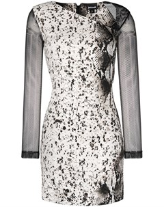 Платье со змеиным принтом и сетчатыми рукавами Just cavalli