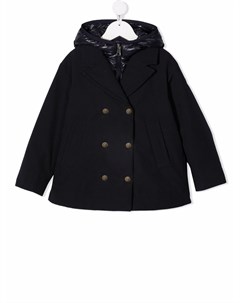 Двубортное пальто со стеганым капюшоном Moncler enfant