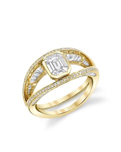 Кольцо Halo из желтого золота с бриллиантами Shay