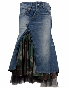 Многослойная джинсовая юбка асимметричного кроя Junya watanabe