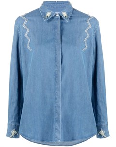 Джинсовая рубашка с геометричной вышивкой Dondup