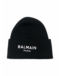 Шерстяная шапка бини с вышитым логотипом Balmain kids
