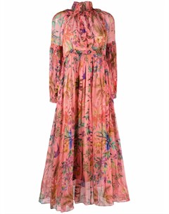 Платье с цветочным принтом и оборками Zimmermann