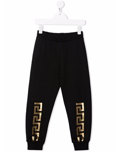 Спортивные брюки с принтом Greca и логотипом Versace kids
