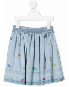 Джинсовая юбка с цветочной вышивкой Stella mccartney kids