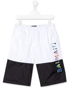 Плавки шорты в стиле колор блок с логотипом Balmain kids