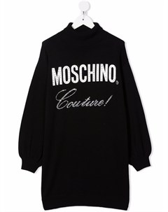 Платье с логотипом и стразами Moschino kids