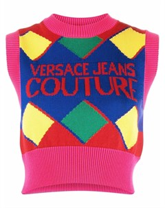Топ вязки интарсия с узором аргайл Versace jeans couture