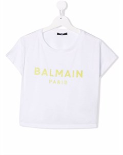 Укороченная футболка с логотипом Balmain kids
