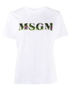 Футболка с цветочным принтом и логотипом Msgm