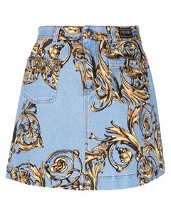 Джинсовая юбка мини с принтом Barocco Versace jeans couture