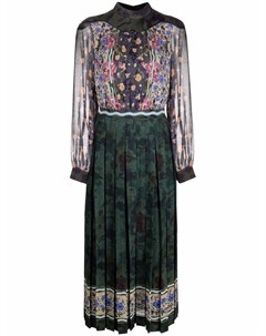 Платье с цветочным принтом и плиссированной юбкой Saloni