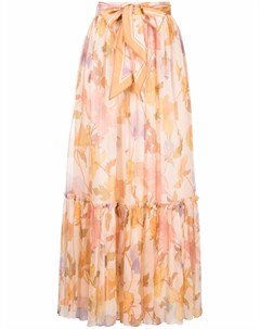 Шелковая юбка Tempo с цветочным принтом Zimmermann