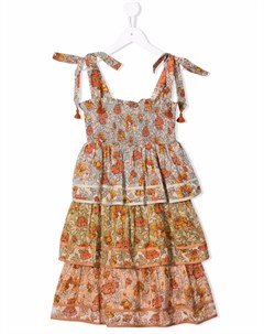 Ярусное платье с цветочным принтом Zimmermann kids