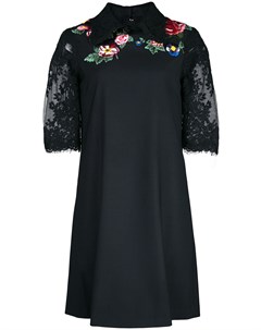 Кружевное платье мини с цветочной вышивкой Marchesa