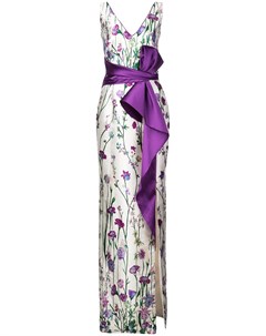 Платье с бантом и цветочным принтом Marchesa notte