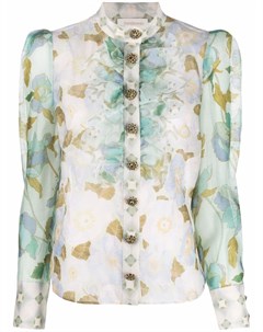 Блузка с оборками и цветочным принтом Zimmermann