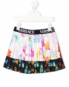 Юбка мини с цветочным принтом и складками Versace kids