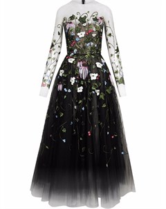 Платье миди из тюля с цветочной вышивкой Oscar de la renta