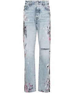 Прямые джинсы с эффектом разбрызганной краски Amiri