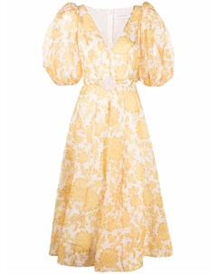 Платье с цветочным принтом и объемными рукавами Zimmermann