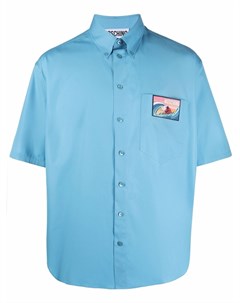Рубашка с нашивкой логотипом Moschino
