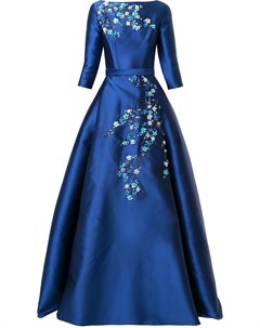 Длинное платье с цветочной аппликацией Carolina herrera