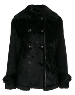 Двубортное пальто из искусственного меха Tom ford