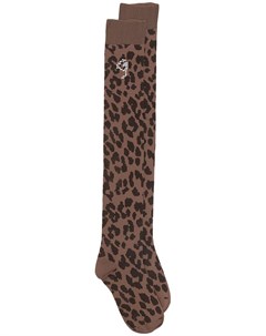 Высокие носки с леопардовым принтом Ganni