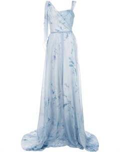 Платье асимметричного кроя с цветочным принтом Marchesa notte