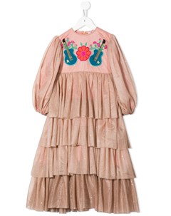 Ярусное платье Goldie с длинными рукавами и вышивкой Raspberry plum