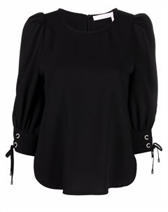 Блузка с круглым вырезом и объемными рукавами See by chloe