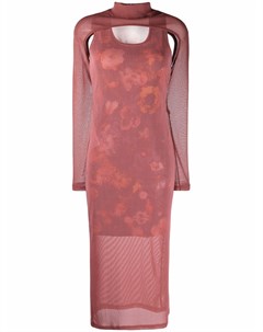 Платье в рубчик с цветочным принтом Mcq