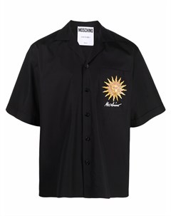 Рубашка с короткими рукавами и вышитым логотипом Moschino