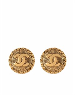 Серьги клипсы 1980 х годов с логотипом CC Chanel pre-owned